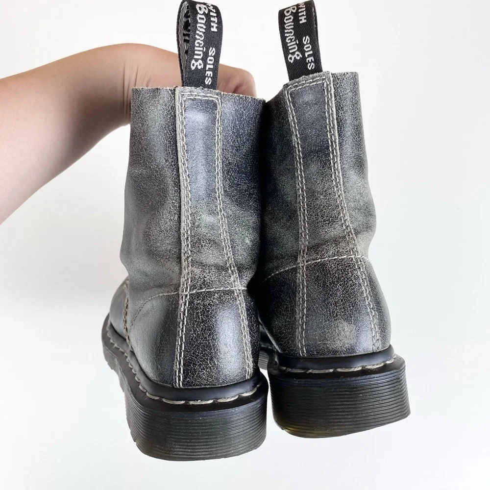 RARE Dr. Martens Pascal Leather 8-Eyelet Boots in Black/White Cristal Suede 5 - Picture 9 of 12